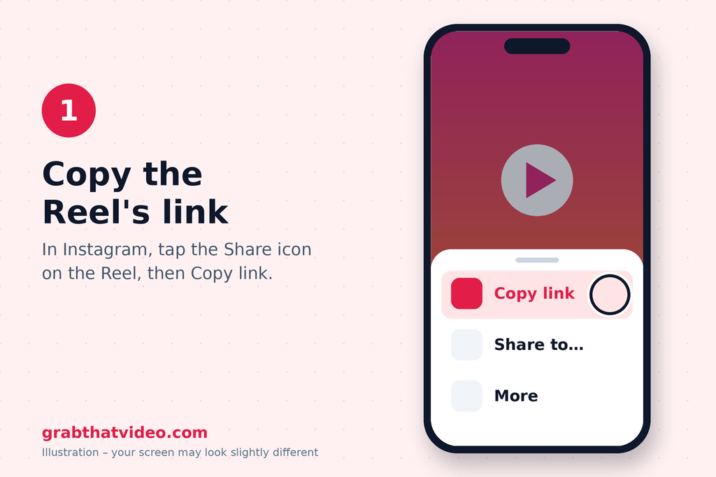 Copy the Reel’s link | save Instagram Reels on iPhone