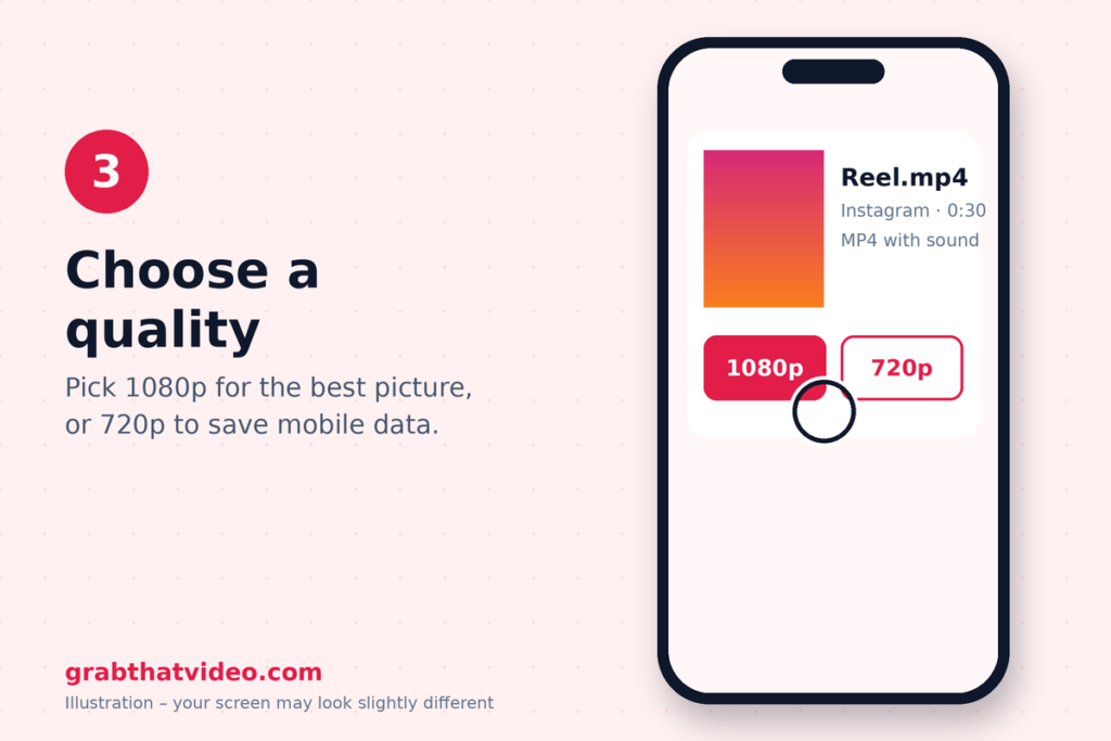 Choose a quality |  | save Instagram Reels on iPhone
