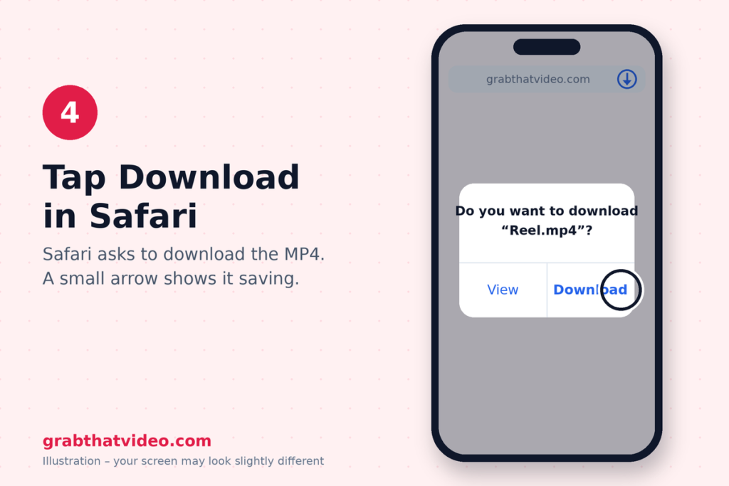 Tap Download in Safari  | save Instagram Reels on iPhone